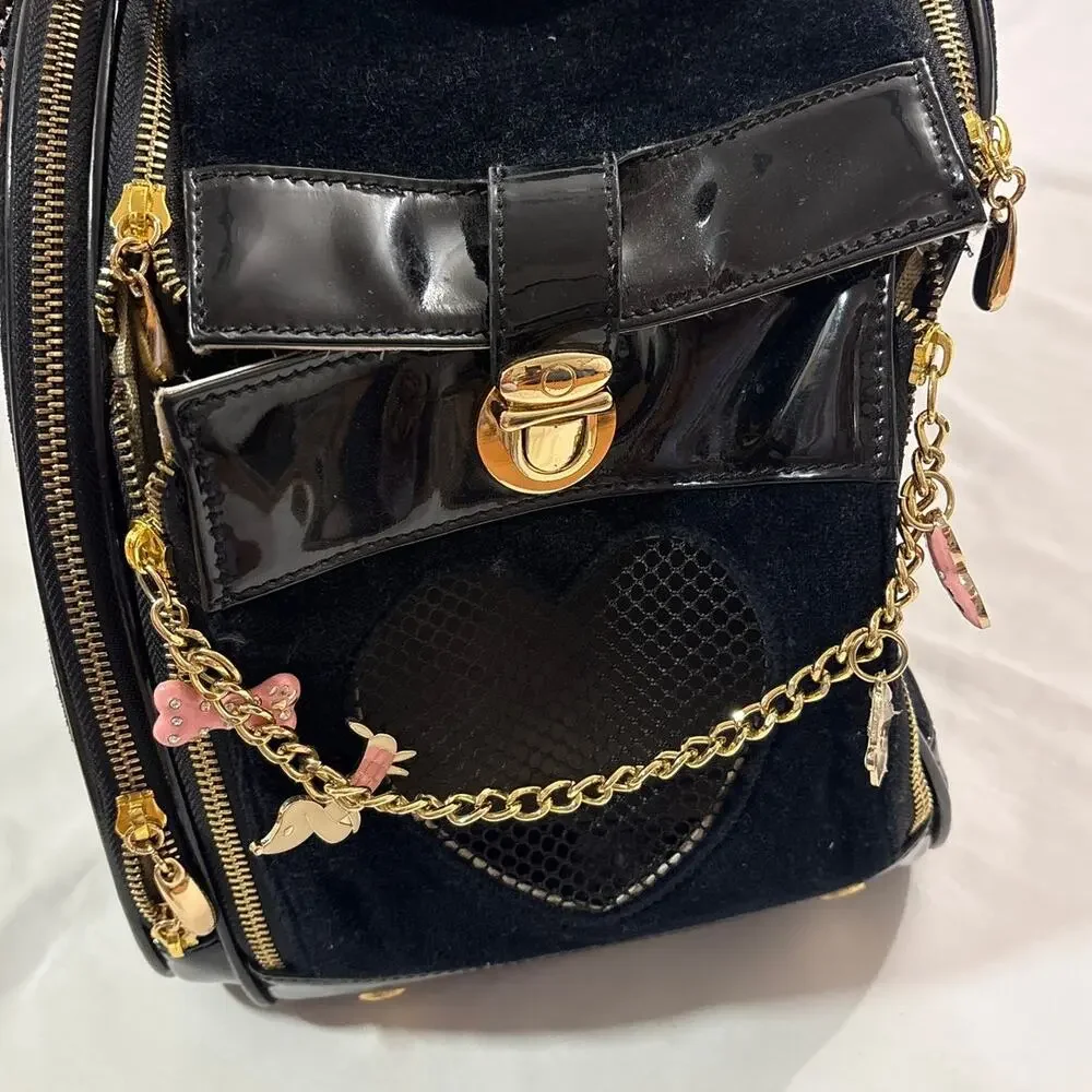 JS Pet Couture Pet Carrier Velour Y2k Charm Travel Dog Cat Structure Bag Purse
